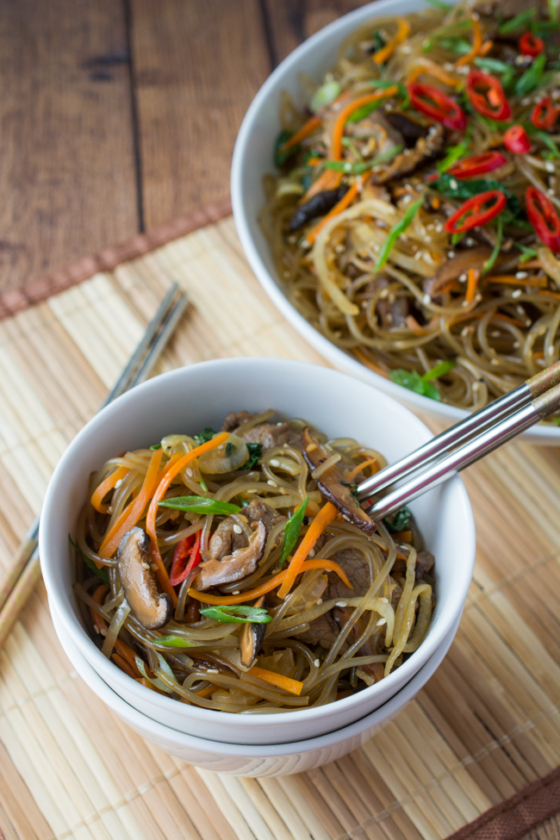 Easy Japchae Recipe Korean Stir Fried Glass Noodles Wok And Skillet