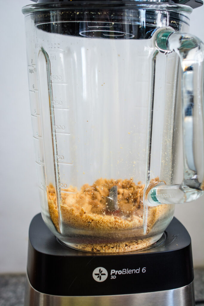 chopped peanuts in a blender