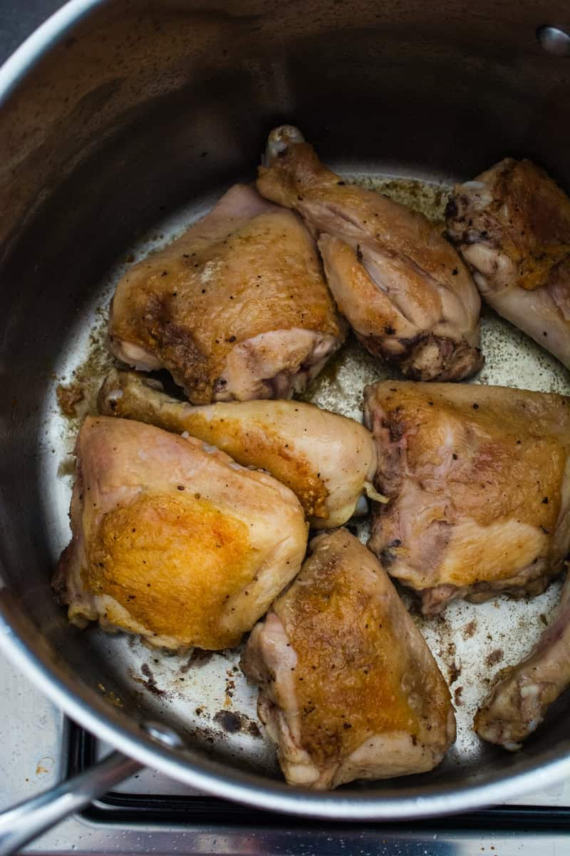 pan-frying chicken thighs and drumsticks 